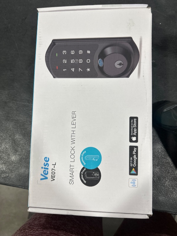 Photo 1 of Veise VE07-L Fingerprint Smart Locks for Front Door with 2 Lever Handle Set, App Control, Keyless Entry, Electronic Digital Keypad Deadbolt, Auto Lock, Waterproof, Easy to Install, Matte Black