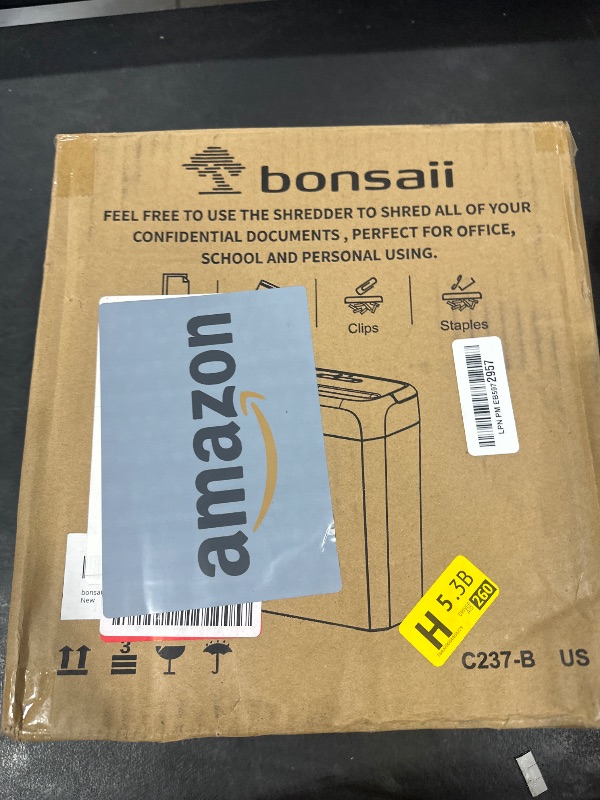 Photo 1 of Bonsaii Paper Shredder for Home Use, 3.4 Gal Wastebasket, 6 Sheet Crosscut Paper Credit Cards, Staples, and Clips Shredder for Home Office Use, Portable Handle Design (C237-B New Version)