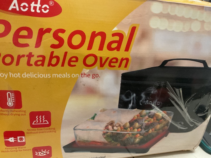 Photo 1 of Aotto Portable Oven, Electric Lunch Box Food Heater - 12V/24V/110V 3-in-1 Car Food Warmer - Mini Personal Microwave Heated Lunch Box Warmer for Car, Truck, Travel, Office & Home Use - Black