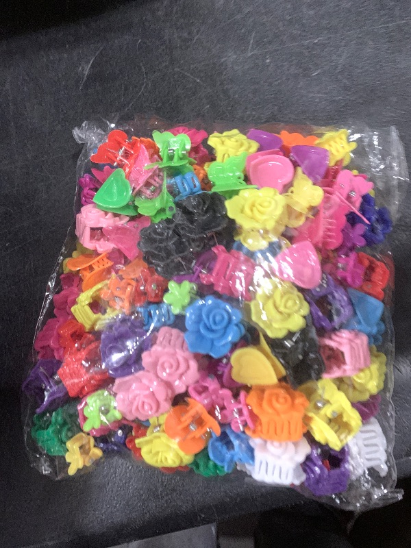 Photo 1 of YISSION 200 Pcs Mini Hair Clips Flower Clips Butterfly Hair Clips Heart Hair Clip Rose Claw Clips 90s Hair Accessories for Women Party Gifts Assorted Color
