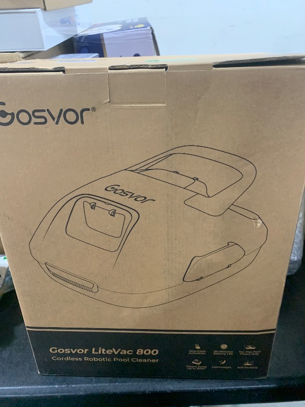 Photo 1 of Gosvor Cordless Robotic Pool Cleaner, Lasts 90 Min, Automatic Vacuum for Above-Ground Pools up to 860 Sq.ft, Portable, Self-Parking, Green