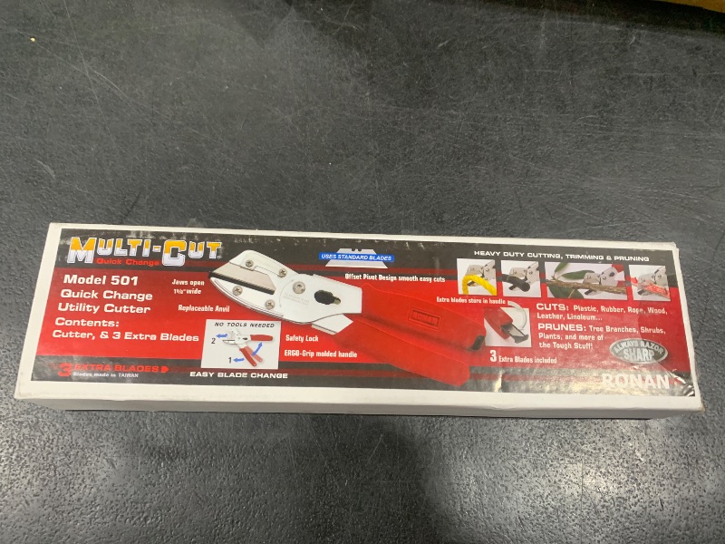 Photo 1 of RONAN Multi-Cut Quick Change Utility Cutter, Razor Sharp Multipurpose Cutting Tool Cuts Cable, Wood, Carpet, Laminate Tile, Vinyl, Rubber, Shrubs, For Professionals and DIY