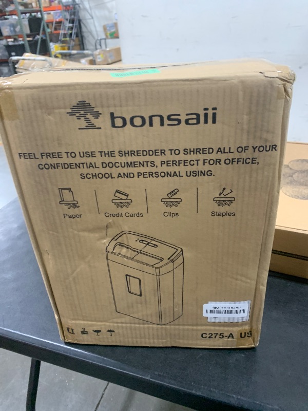 Photo 1 of Bonsaii 12-Sheet Cross Cut Paper Shredder, 5.5 Gal Home Office Heavy Duty Shredder for Paper, Credit Card, Mail, Staples, with Transparent Window, High Security Level P-4 (C275-A)