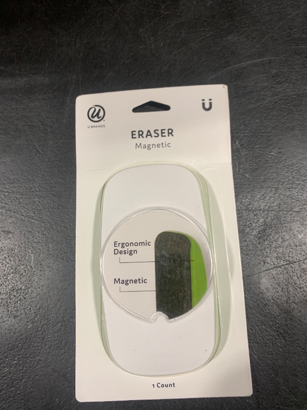 Photo 1 of U Brands Magnetic Dry Erase Board Felt Eraser, 4.5"x2.25"x1", 2-tone White and Green, Lightweight Modern Design
