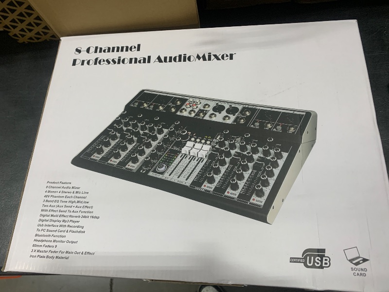Photo 1 of 8 Channel Audio Mixer DJ Mixer Sound Board Console 16 Dsp USB Audio Interface MP3 Input +48V Phantom Bluetooth Studio Mixer Audio For Karaoke Streaming Recording