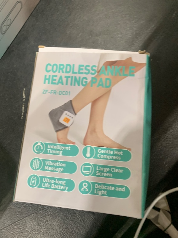 Photo 1 of Cordless Ankle Heating Pad with Foot Massager for Pain Relief, Vibration Feet Warmers for Achilles Tendinitis and Plantar Fasciitis, Heated Ankle Wrap, 3 Vibration Mode, 3 Heat Level, Auto Shut Off