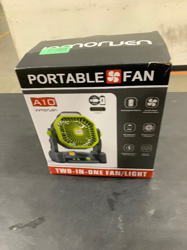 Photo 1 of CONBOLA Portable Rechargeable Camping Tent Fan, LED Lantern, 20000mAh Battery - Operated Outdoor Fan with Hook, 270° Rotation, Small Quiet USB Cooling for Travel, Fishing
