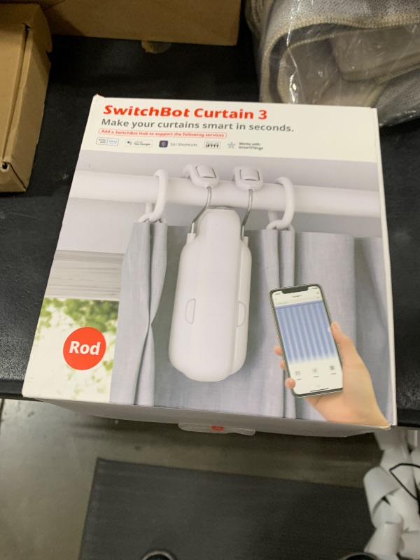 Photo 1 of SwitchBot Automatic Curtain Opener - Bluetooth Remote Control Smart Curtain with App/Timer, Upgraded High-Performance Motor, Add SwitchBot Hub to Work with Alexa, Google Home, HomeKit (Curtain 3, Rod)