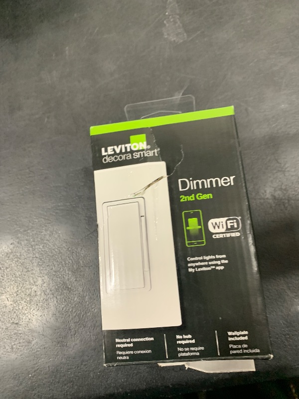 Photo 1 of Leviton Decora Smart Dimmer Switch, Wi-Fi 2nd Gen, Neutral Wire Required, Works with Matter, My Leviton, Alexa, Google Assistant, Apple Home/Siri & Wired or Wire-Free 3-Way, D26HD-1RW, White