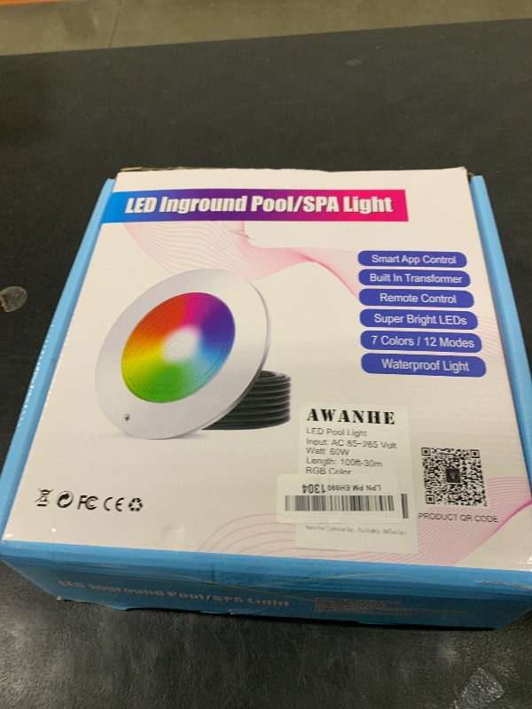 Photo 1 of Awanhe Pool Lights for Inground Pool, 60W 10 Inch LED Inground Pool Light with Controller, Remote and APP Control for Wet Niche, Color Changing Underwater Swimming Pool Lights with 100 Foot Cord
