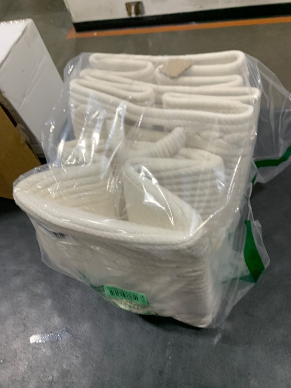 Photo 1 of UBBCARE Set of 3 Cotton Rope Basket 11 X 10.5 X 10.5 Inches, Woven Storage Baskets for Shelves, Organizing with Handles, Cube Storage Bins for Storage Books, Magazines, White