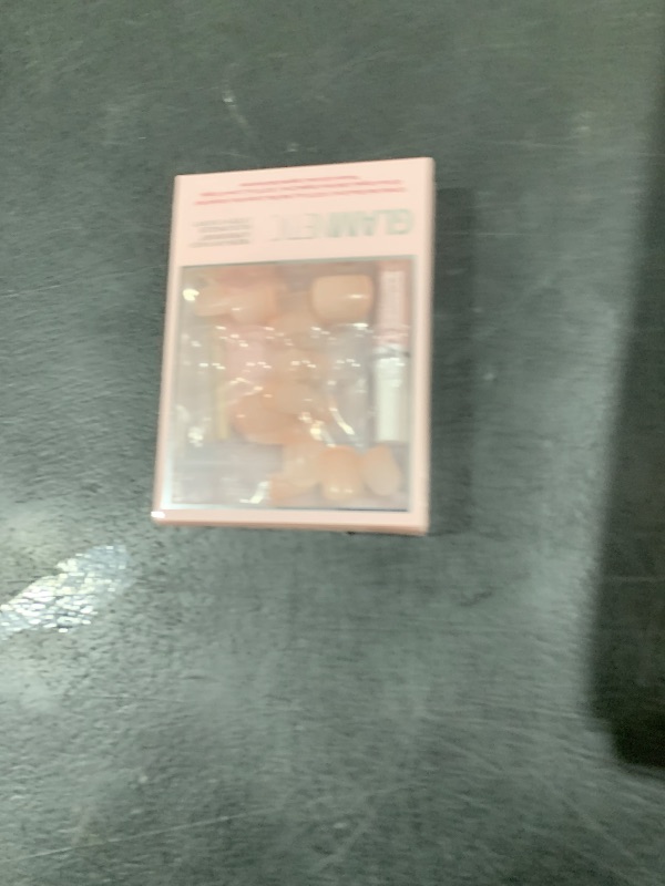 View 2 of Glamnetic Press On Nails - French Peach | Super Short Round Fake Nails with Peach French Tips and Glossy Finish, Reusable Spring Nails | 15 Sizes - 30 Nail Kit with Glue