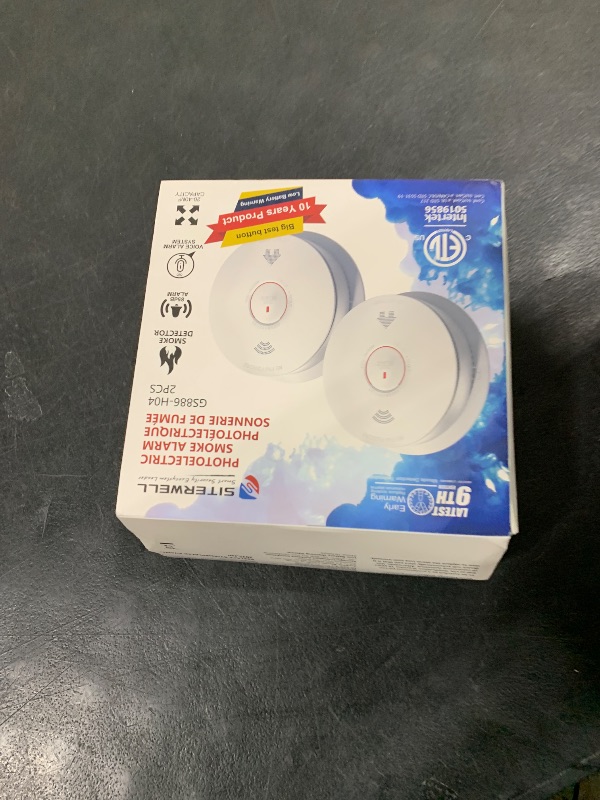 Photo 1 of Siterwell  Detector 10 Year Battery Operated, Smoke Alarm with Photoelectric and Rlectrochemical Sensors, Fire Alarm with Bilingual Voice Alerts for Bedroom, Meets UL217-9th Standards, 2 Pack