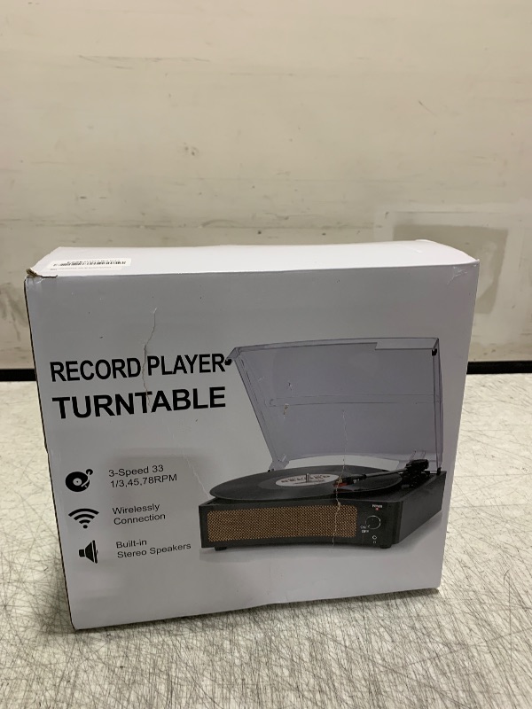 Photo 1 of Vinyl Record Player with Speakers Vintage Turntable for Vinyls Records Belt-Driven Turn Table Support 3-Speed, Wireless Playback, Headphone, AUX-in, RCA Line LP Phonograph for Sound Enjoyment Black