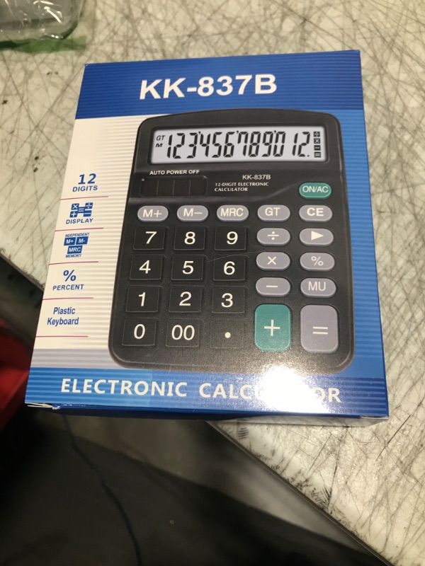 Photo 1 of Calculators, BESTWYA 12-Digit Dual Power Handheld Desktop Calculator with Large LCD Display Big Sensitive Button (Black)