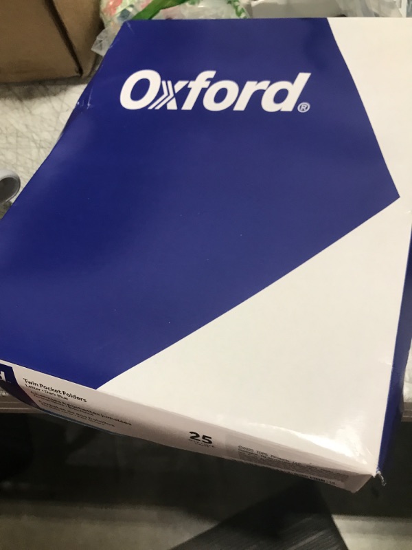 Photo 1 of Oxford Twin-Pocket Folders, Textured Paper, Letter Size, Dark Blue, Holds 100 Sheets, Box of 25 (57538EE)