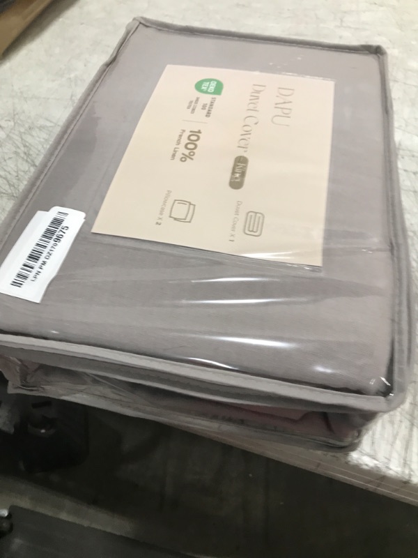 Photo 1 of DAPU 100% Linen Duvet Cover Set - Pure Natural French Flax Linen with Corner Ties and Zipper Closure Soft Breathable Durable for Hot Sleepers 1 Duvet Cover 2 Pillowcases (Earl Gray, King)