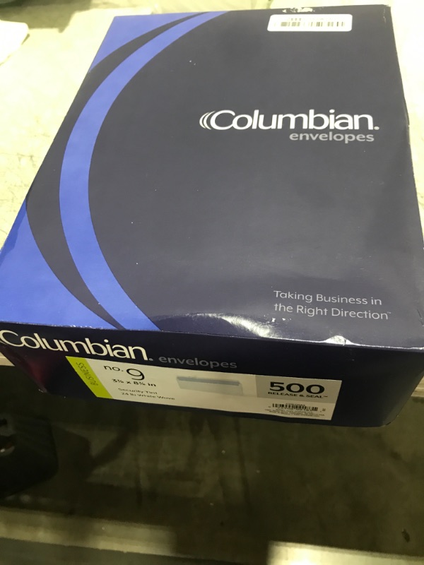 Photo 1 of Columbian #9 Security Envelopes, No Window, Self Seal, for Invoices & QuickBooks Statements, 3-7/8 x 8-7/8 Inches, 24 lb White, 500/Box (COLO183)