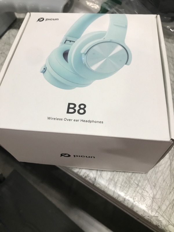 Photo 1 of Picun B8 Bluetooth Over Ear Headphones, 120H Playtime with 3 EQ Modes, Low Latency, Hands-Free Calls, Deep Bass for Travel, Home, Office & PC (Cyan)
