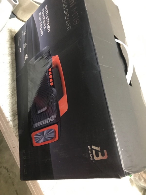 Photo 1 of BUGANI Bluetooth Speaker - 80W Portable Wireless Speaker IPX7 Waterproof, 24H Playtime, Mic & AUX USB, Perfect for Parties & Pool