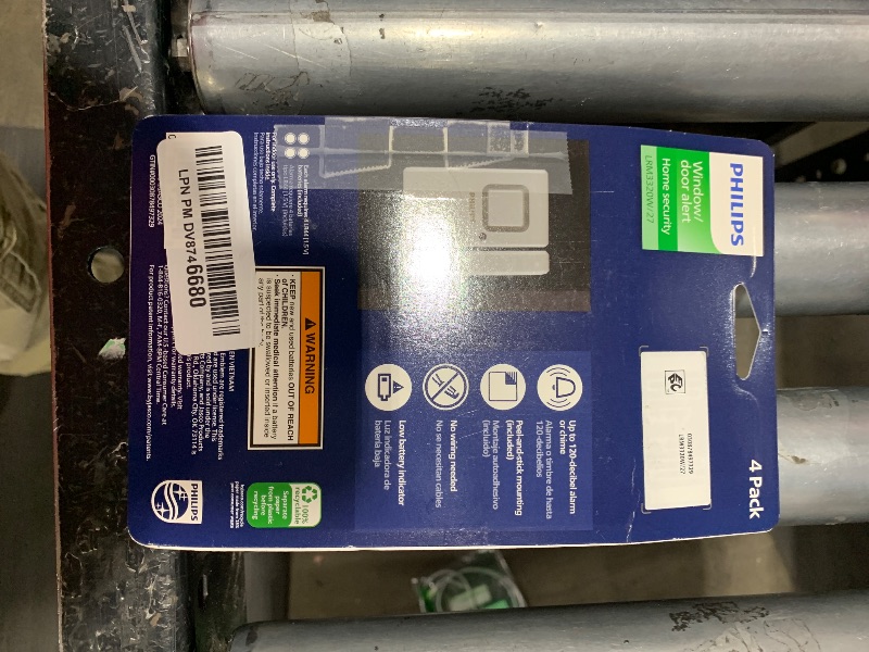Photo 1 of Philips Personal Security Window and Door Alarm, 4 Pack, DIY Protection, Burglar Alert, Wireless, Chime/Alarm, Easy Installation, Ideal for Home, Garage, Apartment, RV and More, LRM3320W/27