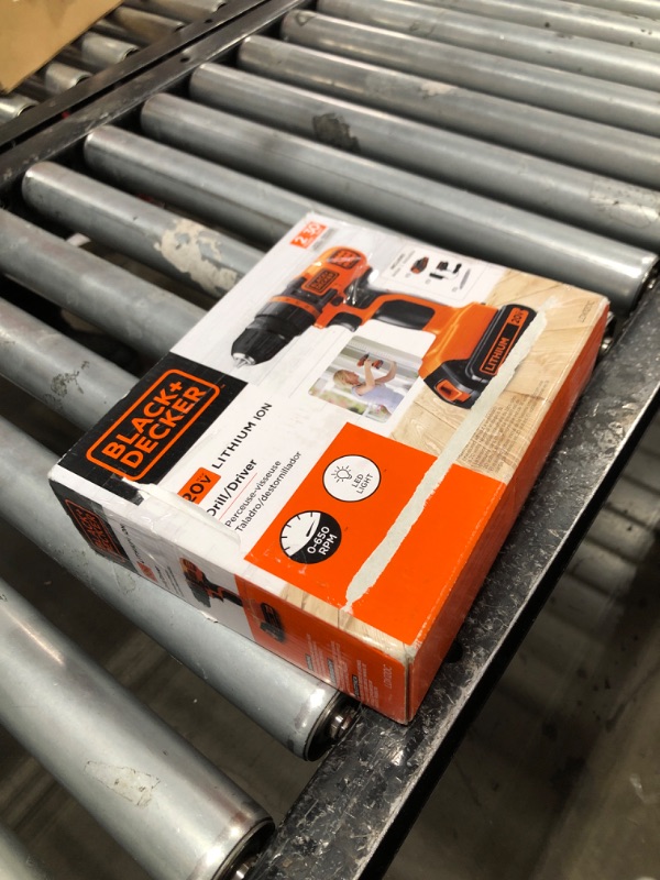 Photo 1 of BLACK+DECKER 20V MAX Cordless Drill and Driver, 3/8 Inch, With LED Work Light, Battery and Charger Included (LDX120C)