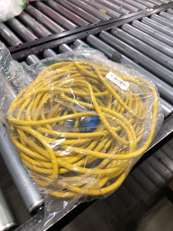 Photo 1 of HUANCHAIN 12/3 Gauge Heavy Duty Outdoor Extension Cord 100 ft Waterproof with Lighted end, Flexible Cold-Resistant 3 Prong Electric Cord Outside, 15Amp 1875W 12AWG SJTW, Yellow, ETL