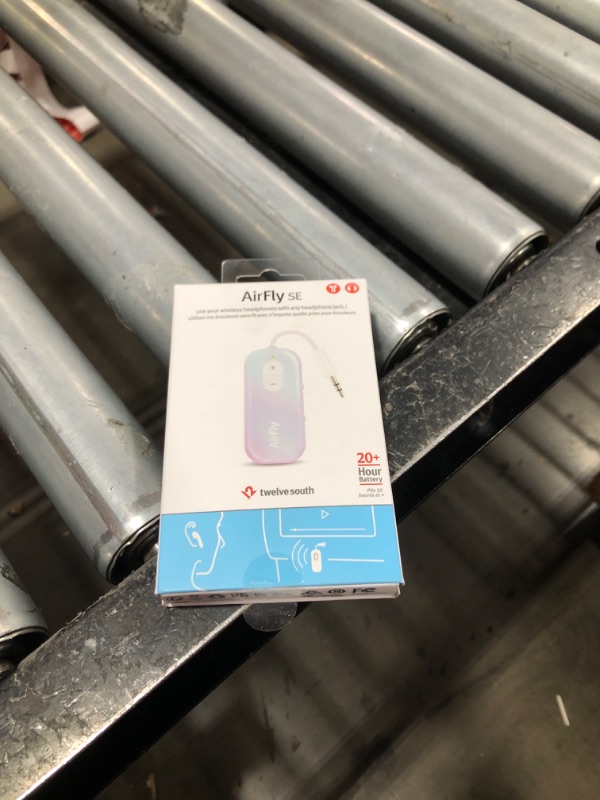 Photo 1 of Twelve South AirFly SE | Bluetooth Wireless Audio Transmitter Adapter for AirPods/Headphones, 20+ Hr Battery, works with 3.5mm aux jacks on Airplanes, TVs, Stereo, Gym equipment and Travel, Iridescent