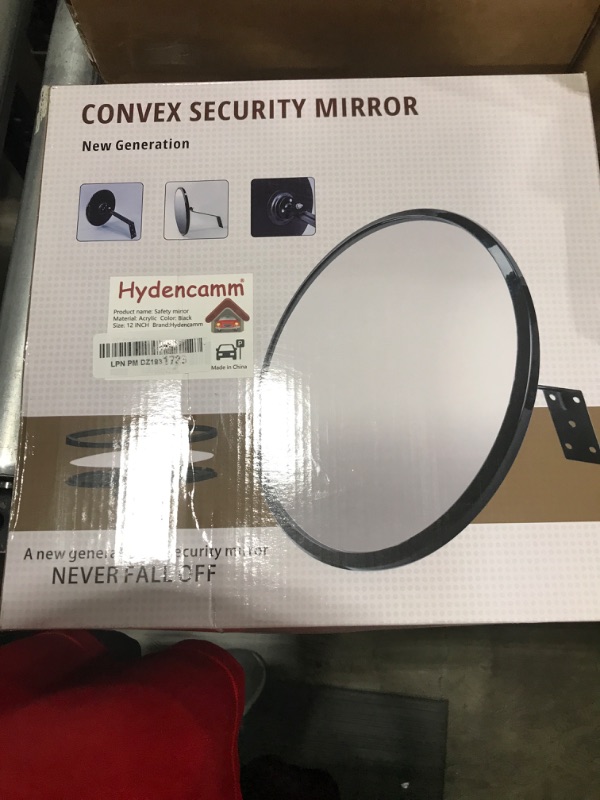Photo 1 of 12” Acrylic Convex Mirror Convex Security Corner Mirrors, Adjustable Fixing Bracket with Wide Angle, Indoor Outdoor Curved Safety Mirror for Room Driveway Parking Garage Office By Hydencamm
