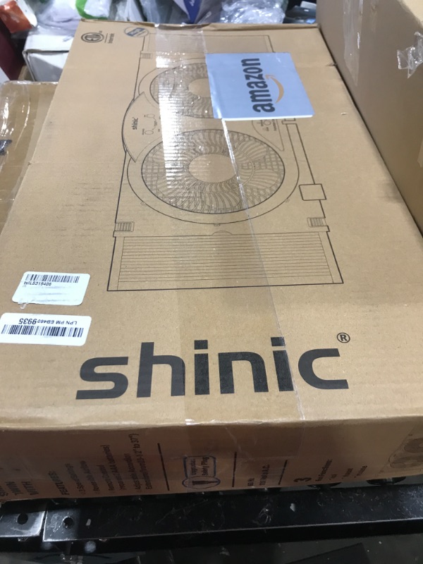 Photo 1 of shinic Window Fan with Reversible Airflow Quiet, Twin 9" Blades, Full Remote Control, 3 Functions-3 Speeds, Bathroom Kitchen Window Exhaust Fan, Width Adjustable (From 23.5" to 37") ETL Certified