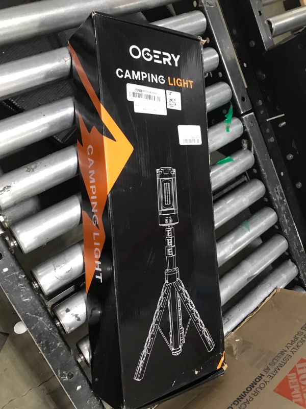 Photo 1 of OGERY Rechargeable 10000mAh Camping Light with Stand 6.5 ft Max Height, Cordless Work Light with 3 LED Lamp Heads, 2200 Lumens Camping Essentials Gear Emergency Flashlight with Detachable Tripod