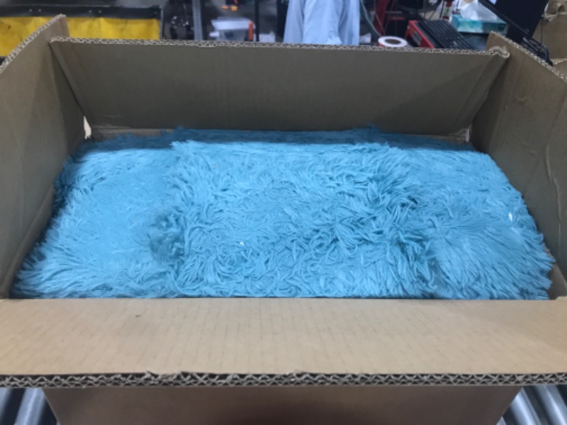 Photo 1 of Ultra Soft Turquoise Green Rugs for Bedroom 8x10 Feet, Fluffy Shag Area Rugs for Living Room, Large Comfy Furry Rug for Boys Kids Baby Room Decor, Non Slip Nursery Rug Modern Indoor Fuzzy Floor Carpet