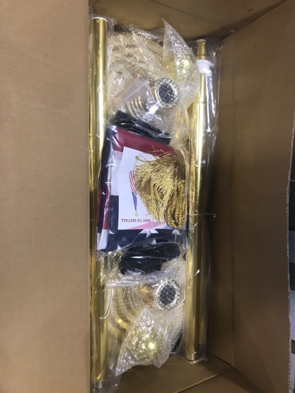 Photo 1 of Indoor Flag Pole Kit?Telescoping 6FT-8FT FlagPole with Base,Rotate 360 Degrees,3x5 FT US Flag, Golden Ball Topper, Yellow Pendant,Suitable for Office,School, City Hall(Golden-2Pack)