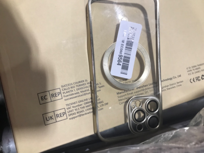 Photo 1 of Hython Magnetic Clear for iPhone 13 Pro Max Case with Camera Lens Protector [Compatible with MagSafe] Plating Edge Slim Soft TPU Cover Protective Phone Case for iPhone 13 Pro Max 6.7", Matte Gold