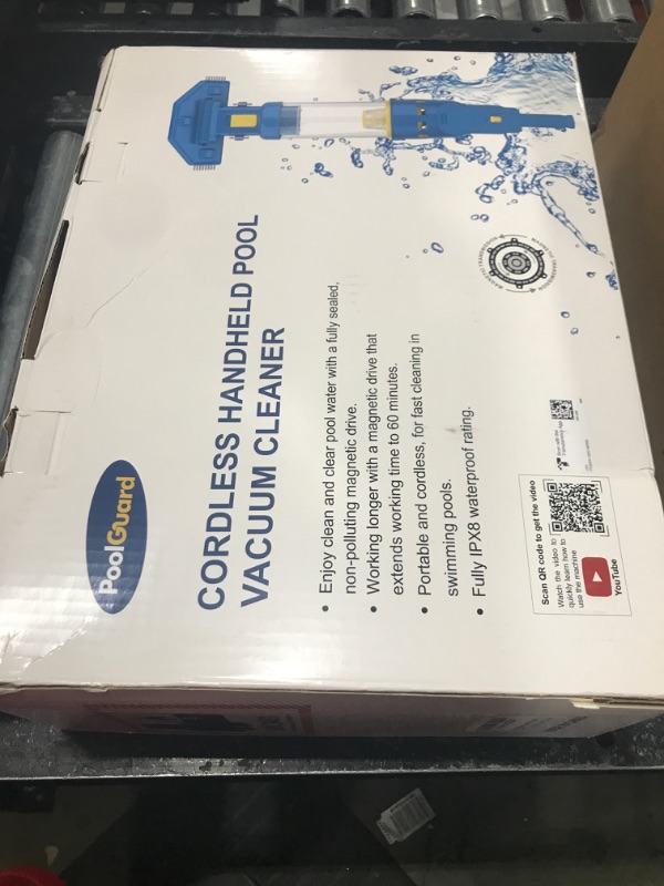 Photo 1 of PoolGuard Cordless Pool Vacuum with Strong Suction, Portable & Rechargeable Handheld Vacuum Cleaner with 60 Mins Working Time for Inground/Above Ground Pool