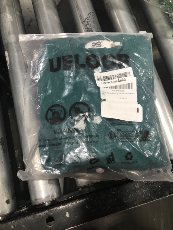 Photo 1 of UELoop Girls Uniform Cardigan Cute Petal Button Down School Uniform Shirts Knit Cardigan Crewneck Long Sleeve Size 9 10 Years Teen Teenager Girls Dark Green 9-10