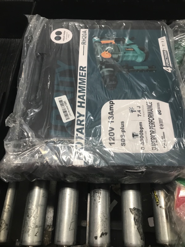 Photo 1 of GLORITY 1-1/4 Inch SDS-Plus 13 Amp Heavy Duty Rotary Hammer Drill with Safety Clutch 4 Functions and Variable Speed, Including Chisels and Drill Bits