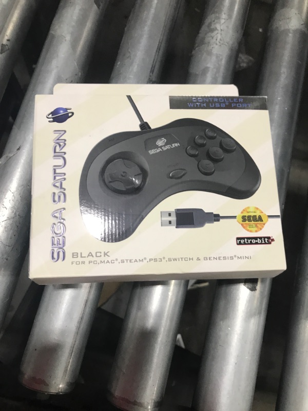 Photo 1 of Retro-Bit Official Sega Saturn USB Controller Pad (Model 2) for Sega Genesis Mini, PS3, PC, Mac, Steam, Switch - USB Port (Black)
