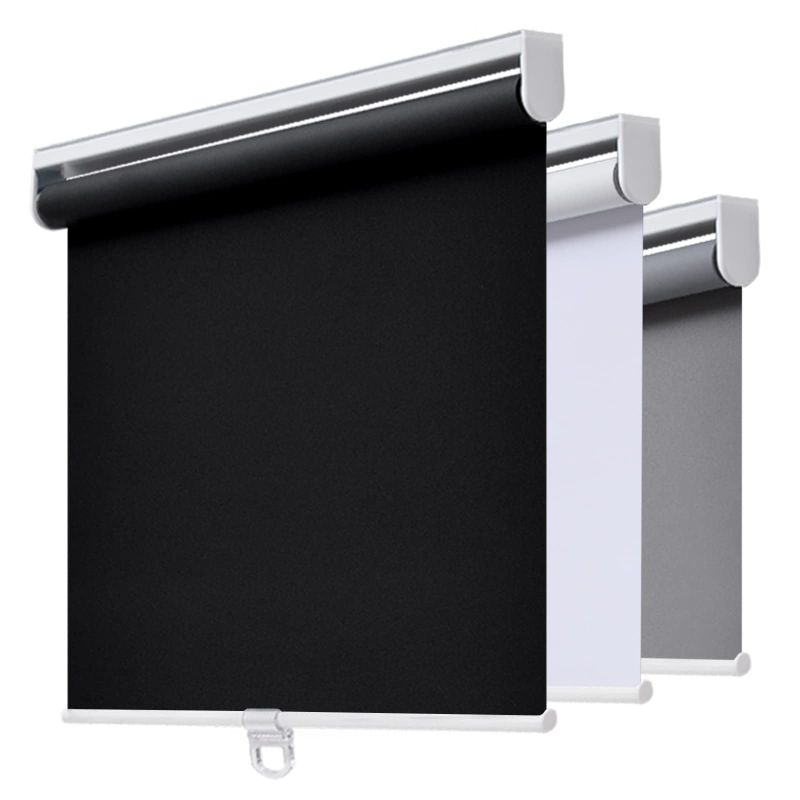 Photo 1 of 	Cordless Roller Shades Blackout Blinds for Windows Room Darkening Rolled Up Shades with Spring System, UV Protection Window Shades Door Blinds for Home and Office (78" W x 72" H, white)