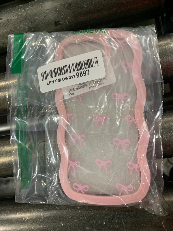 Photo 1 of QLTYPRI Bow Case for iPhone 14 Pro, Clear Cute Ribbon Bow Phone Case Curly Wavy Aesthetic Phone Case, Slim Soft Transparent Shockproof Protective Cover for Women Girls - Pink