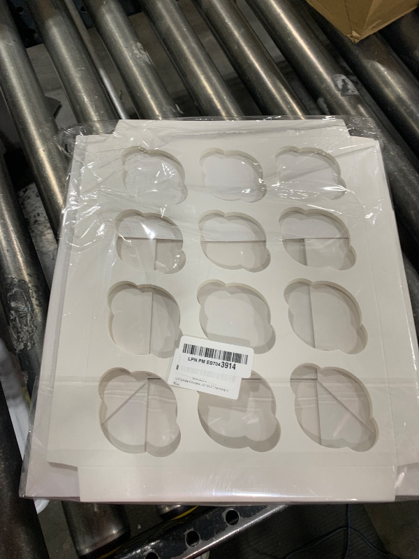 Photo 1 of 12 Cupcake Containers 12-Packs White Cupcake Box Cupcakes Carrier, 12 Cupcake Boxes with Window 13"x10"x3.5"?Auto-pop up?