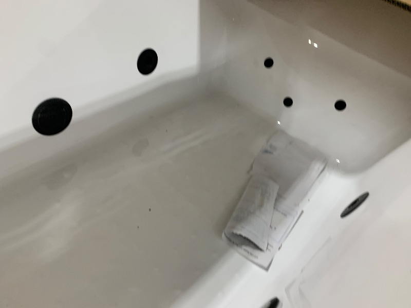 Photo 1 of WOODBRIDGE 60" x 32" Alcove Acrylic Rectangular Whirlpool Heated Jetted Tub in White with Left Drain, Matte Black Finish, BS429-L-MB02