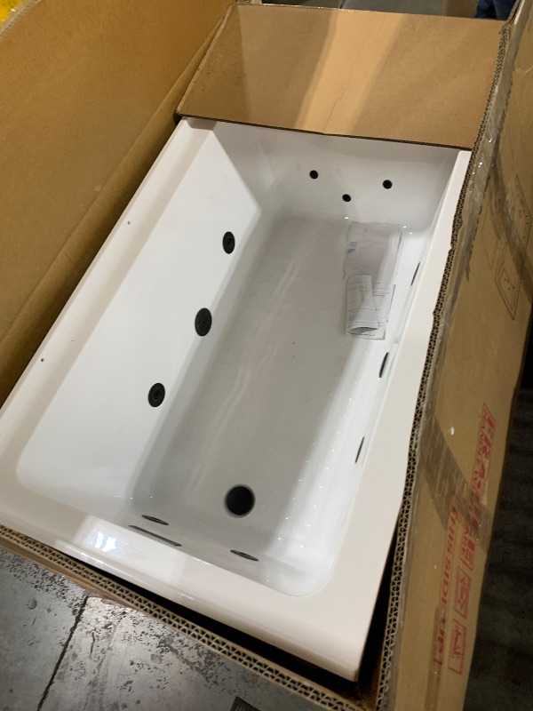 Photo 1 of WOODBRIDGE 60" x 32" Alcove Acrylic Rectangular Whirlpool Heated Jetted Tub in White with Left Drain, Matte Black Finish, BS429-L-MB02