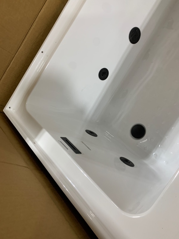 Photo 1 of WOODBRIDGE 60" x 32" Alcove Acrylic Rectangular Whirlpool Heated Jetted Tub in White with Left Drain, Matte Black Finish, BS429-L-MB02