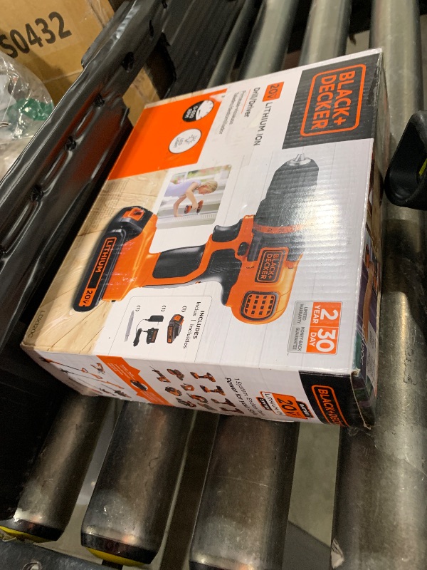 Photo 1 of BLACK+DECKER 20V MAX Cordless Drill and Driver, 3/8 Inch, With LED Work Light, Battery and Charger Included (LDX120C)