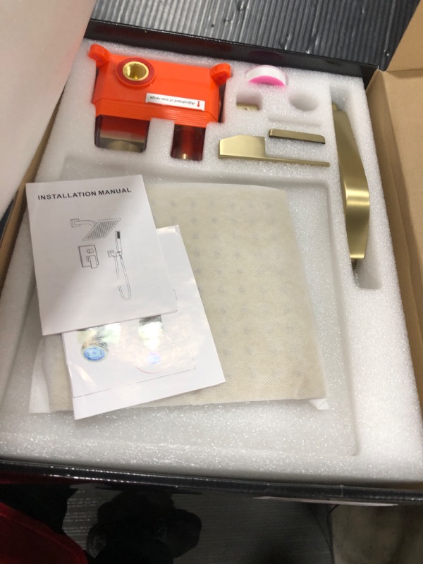 Photo 1 of JOYWELL Shower Faucet Brushed Gold Shower System 8 Inches Rain Shower and Handheld Shower Combo,2-Function Shower Fixtures Included Shower Trim Kit