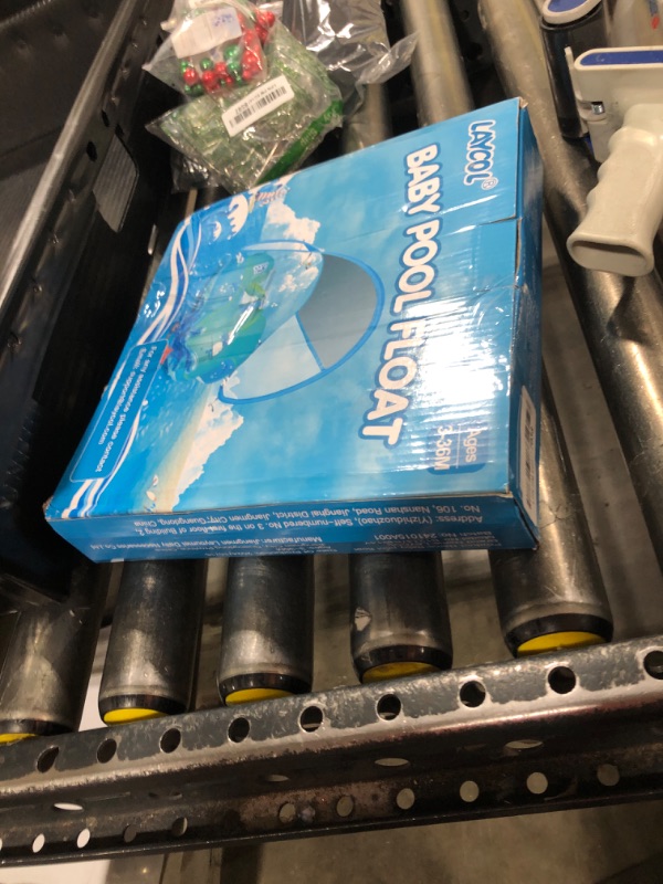 Photo 1 of LAYCOL Baby Swimming Float Inflatable Baby Pool Float Ring with Sun Protection Canopy,add Tail no flip Over for Age of 3-36 Months (Blue, L)