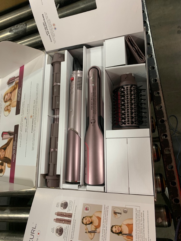 Photo 1 of Shark FlexFusion Hair Straightener & Powerful Hair Dryer with Fusion Hair Brush, Ceramic Air Styler with Auto-Wrap Hair Curlers & Concentrator, Ceramic Plates, Cosmic Blush HD641S