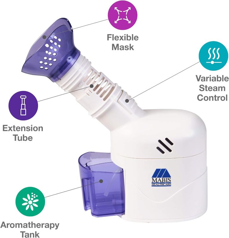 Photo 1 of MABIS Facial Steamer, Steam Inhaler, FSA Eligible, Vaporizer or Vocal Steamer with Aromatherapy Diffuser and Soft Face Mask for Cleansing, Sinus Pressure, Congestion, Colds and Cough, 25mL