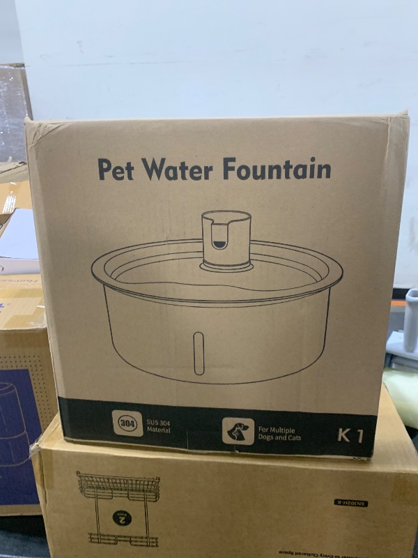 Photo 1 of Dog Water Fountain, 7L/1.8G/236oz Stainless Steel Dog Water Fountain for Large Dogs, Dog Water Bowl Dispenser, Super Quiet Pump and Replacement Filters for Cats and Dogs (Black, 7L)